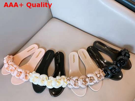 Chanel Camelia Mules in Nude PVC Replica