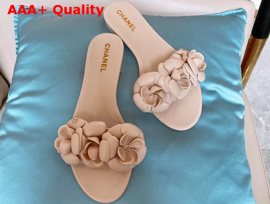 Chanel Camelia Mules in Nude PVC Replica