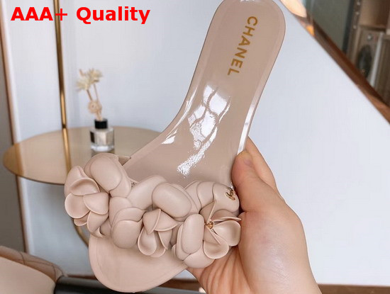 Chanel Camelia Mules in Nude PVC Replica