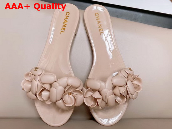 Chanel Camelia Mules in Nude PVC Replica