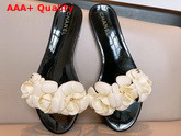 Chanel Camelia Mules in White and Black PVC Replica