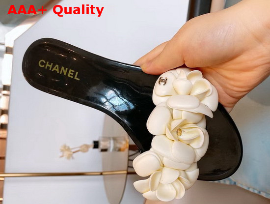 Chanel Camelia Mules in White and Black PVC Replica