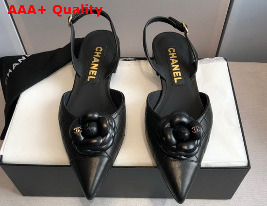 Chanel Camelia Slingbacks Black Lambskin Replica