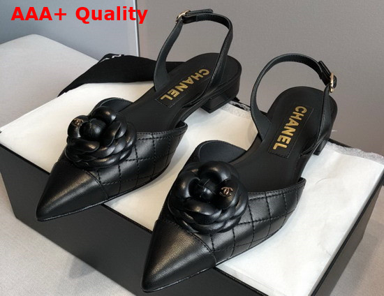 Chanel Camelia Slingbacks Black Lambskin Replica