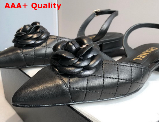 Chanel Camelia Slingbacks Black Lambskin Replica