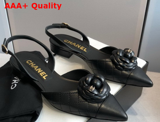 Chanel Camelia Slingbacks Black Lambskin Replica