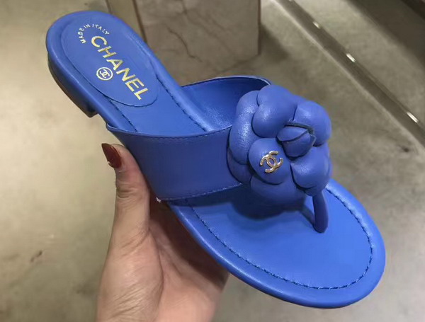 Chanel Camellia Sandal Lambskin Blue For Sale