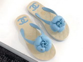 Chanel Camellia Thong Sandal Light Blue PVC