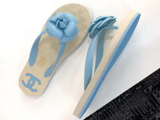 Chanel Camellia Thong Sandal Light Blue PVC