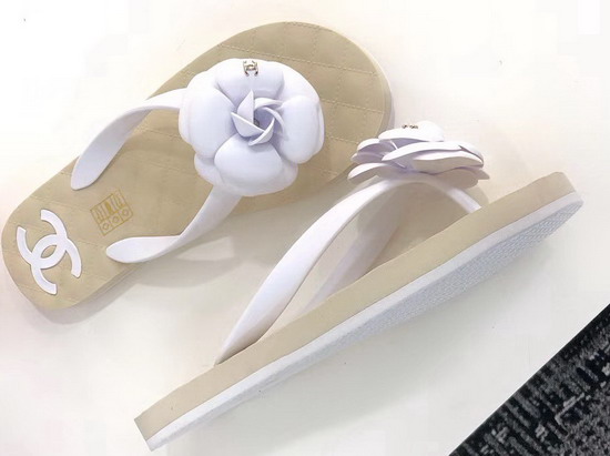 Chanel Camellia Thong Sandal White PVC