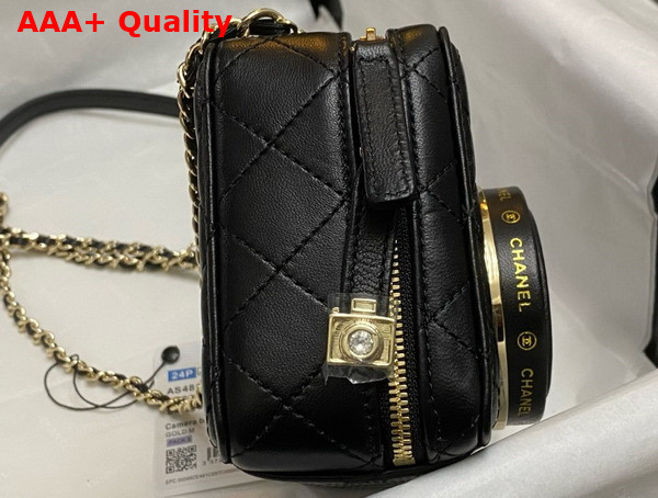 Chanel Camera Bag in Black Lambskin Gold Tone Metal Ref AS4817 Replica