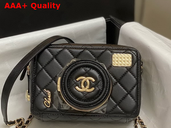 Chanel Camera Bag in Black Lambskin Gold Tone Metal Ref AS4817 Replica