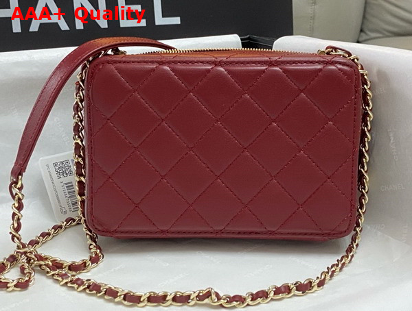 Chanel Camera Bag in Burgundy Lambskin Gold Tone Metal Ref AS4817 Replica