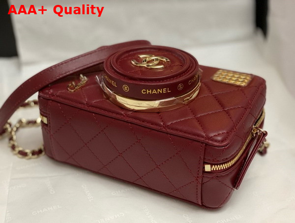 Chanel Camera Bag in Burgundy Lambskin Gold Tone Metal Ref AS4817 Replica