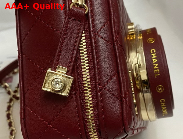 Chanel Camera Bag in Burgundy Lambskin Gold Tone Metal Ref AS4817 Replica