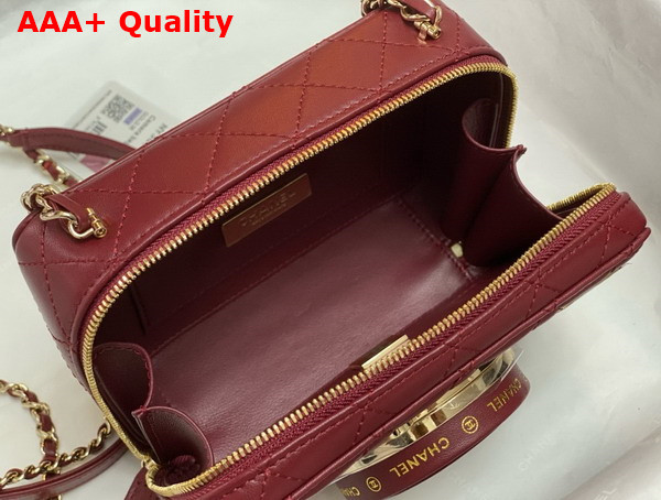 Chanel Camera Bag in Burgundy Lambskin Gold Tone Metal Ref AS4817 Replica