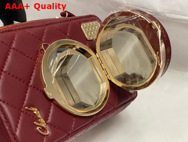 Chanel Camera Bag in Burgundy Lambskin Gold Tone Metal Ref AS4817 Replica