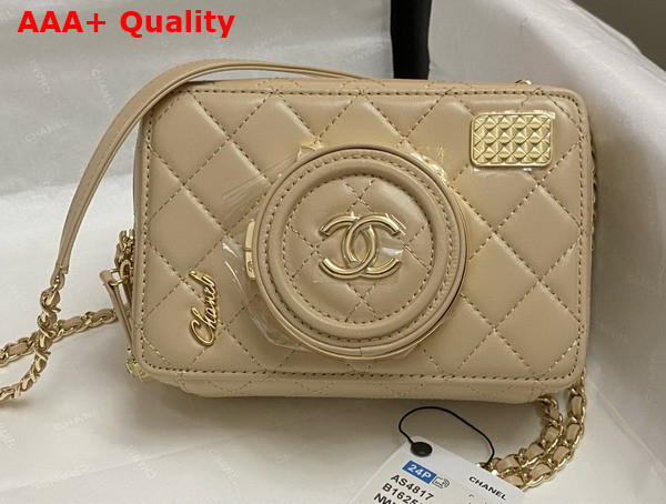 Chanel Camera Bag in Dark Beige Lambskin Gold Tone Metal Ref AS4817 Replica