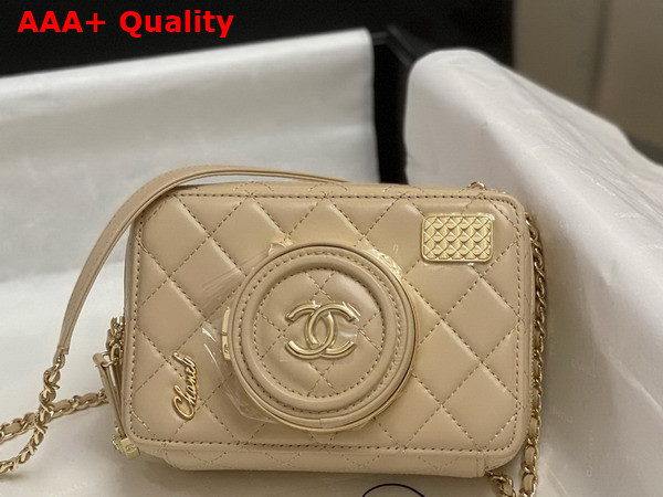 Chanel Camera Bag in Dark Beige Lambskin Gold Tone Metal Ref AS4817 Replica