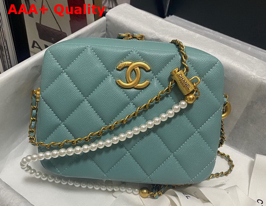 Chanel Camera Bag in Teal Grained Calfskin Replica