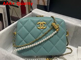 Chanel Camera Bag in Teal Grained Calfskin Replica