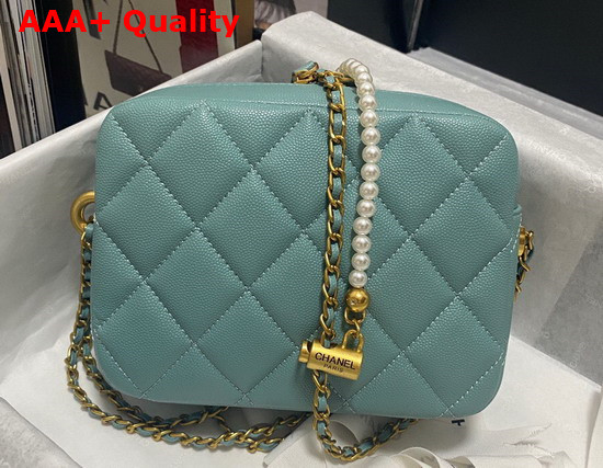 Chanel Camera Bag in Teal Grained Calfskin Replica