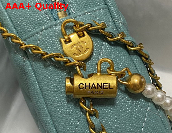 Chanel Camera Bag in Teal Grained Calfskin Replica