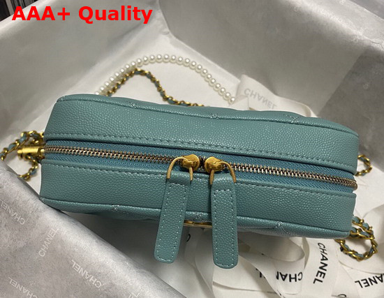 Chanel Camera Bag in Teal Grained Calfskin Replica