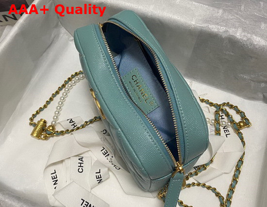 Chanel Camera Bag in Teal Grained Calfskin Replica