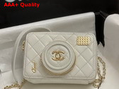 Chanel Camera Bag in White Lambskin Gold Tone Metal Ref AS4817 Replica