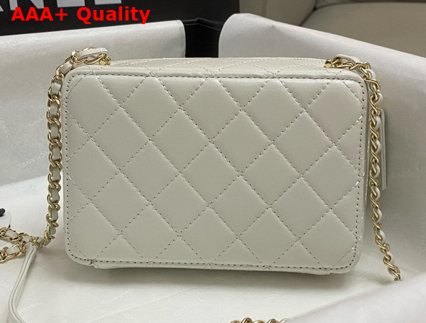 Chanel Camera Bag in White Lambskin Gold Tone Metal Ref AS4817 Replica