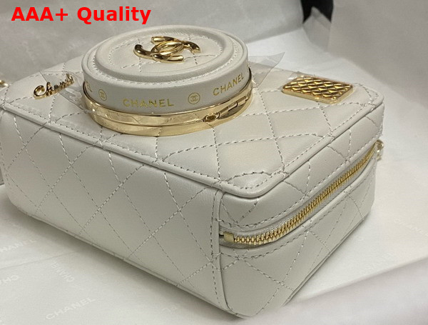 Chanel Camera Bag in White Lambskin Gold Tone Metal Ref AS4817 Replica