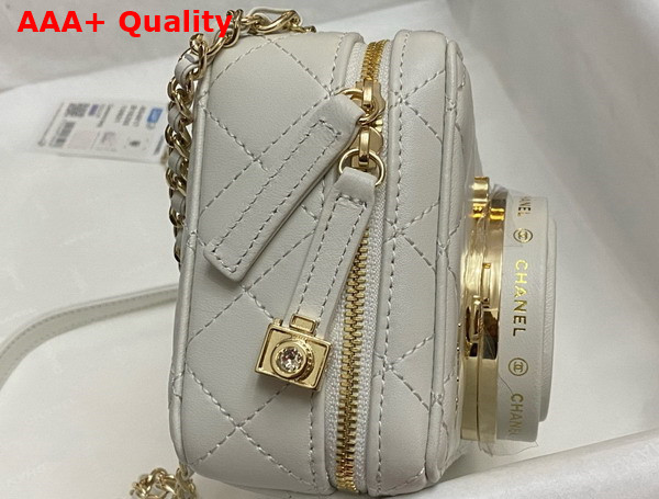 Chanel Camera Bag in White Lambskin Gold Tone Metal Ref AS4817 Replica