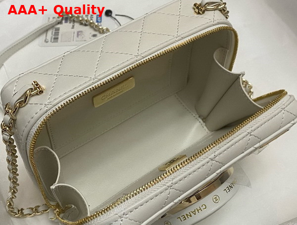 Chanel Camera Bag in White Lambskin Gold Tone Metal Ref AS4817 Replica