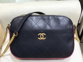 Chanel Camera Case Calfskin Grosgrain Gold Tone Metal Black and Burgundy A57575