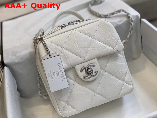 Chanel Camera Case Calfskin and Silver Tone Metal White AS1323 Replica