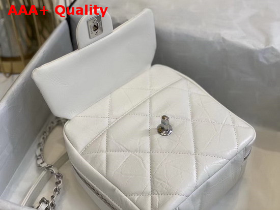 Chanel Camera Case Calfskin and Silver Tone Metal White AS1323 Replica