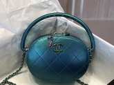 Chanel Camera Case Grained Metallic Lambskin and Rainbow Metal Blue AS0764