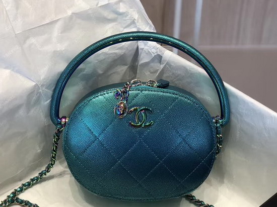 Chanel Camera Case Grained Metallic Lambskin and Rainbow Metal Blue AS0764