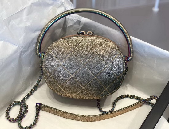 Chanel Camera Case Grained Metallic Lambskin and Rainbow Metal Copper AS0764