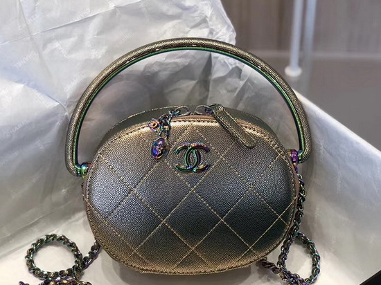 Chanel Camera Case Grained Metallic Lambskin and Rainbow Metal Copper AS0764