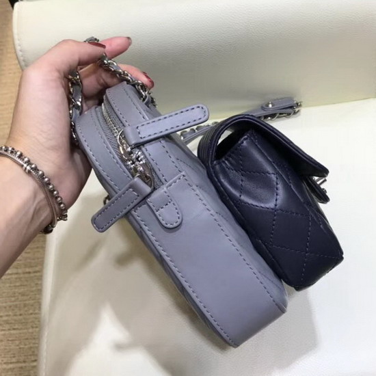 Chanel Camera Case Grey and Black Calfskin