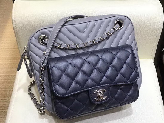 Chanel Camera Case Grey and Black Calfskin