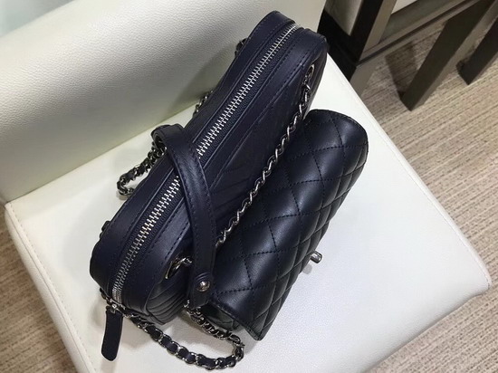 Chanel Camera Case Navy Blue and Black Calfskin