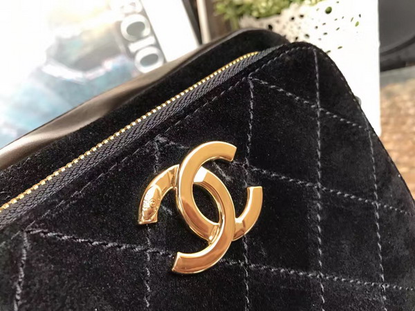 Chanel Camera Case in Black Suede Calfskin Gold Hardware for Sale