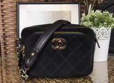 Chanel Camera Case in Black Suede Calfskin Gold Hardware for Sale