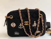 Chanel Camera Case with Charms Black Wool and Lambskin