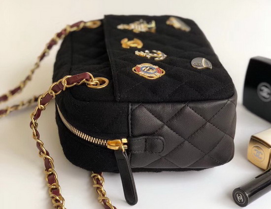 Chanel Camera Case with Charms Black Wool and Lambskin