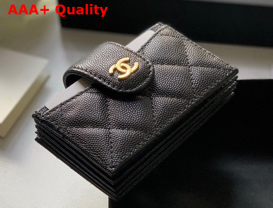 Chanel Card Holder Wallet in Black Caviar Leather Replica