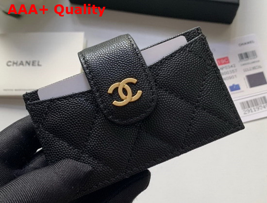 Chanel Card Holder Wallet in Black Caviar Leather Replica